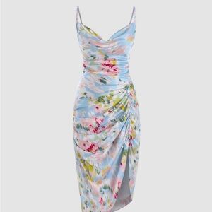 Floral Multicolor Ruched Slip Dress